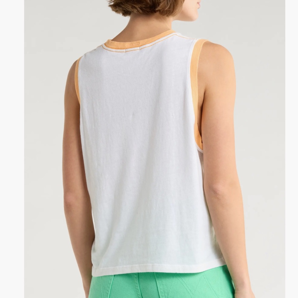 MOTHER Strong & Silent Type Wet Ski Graphic Tank White NWT - Picture 2 of 2